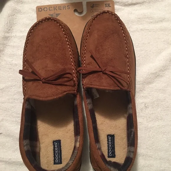 NWT Dark Tan Dockers Slippers DOCKERS Moccasin Suede Slippers for Men for sale | eBay main image 4